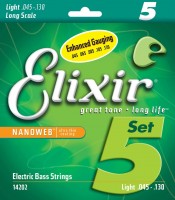 Струни Elixir Bass 5-String Nanoweb 45-130 