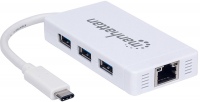 Фото - Кардридер / USB-хаб MANHATTAN Type-C to 3-Port USB 3.0 Hub + RJ-45 