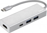 Кардридер / USB-хаб Hama USB-3.1 Type-C Hub 1:3 Aluminium 