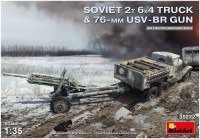 Збірна модель MiniArt Soviet 2T 6x4 Truck and 76-mm USV-BR Gun (1:35) 