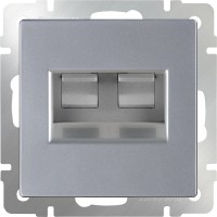 Фото - Розетка Werkel WL06-RJ45+RJ45 сріблястий