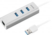 Фото - Кардридер / USB-хаб ANKER Aluminum 3-Port USB 3.0 with Ethernet Hub 