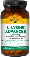 Фото - Амінокислоти Country Life L-Lysine Advanced 1500 mg 180 cap 
