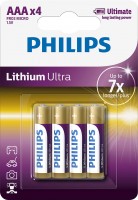 Фото - Акумулятор / батарейка Philips Ultra Lithium 4xAAA 