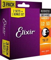 Струни Elixir Acoustic 80/20 Bronze NW Light 12-53 (3-Pack) 