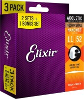 Струни Elixir Acoustic Phosphor Bronze NW Custom Light 11-52 (3-Pack) 