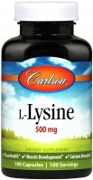 Фото - Амінокислоти Carlson Labs L-Lysine 500 mg 100 cap 