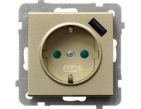 Фото - Розетка Ospel GP-1RSPUSB/m/39 золотистий