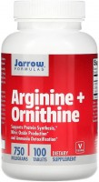 Фото - Амінокислоти Jarrow Formulas Arginine plus Ornithine 750 mg 100 tab 