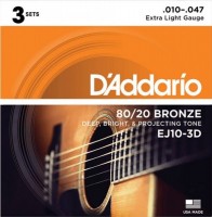 Струни DAddario 80/20 Bronze 10-47 (3-Pack) 