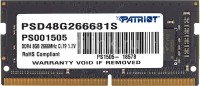 Оперативна пам'ять Patriot Memory Signature SO-DIMM DDR4 1x8Gb PSD48G266681S