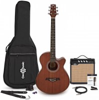 Gitara Gear4music Deluxe Single Cutaway Electro Acoustic Guitar Amp Pack Sapele 