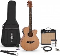 Gitara Gear4music Deluxe Single Cutaway Electro Acoustic Guitar Amp Pack Mahogany 
