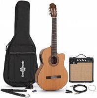 Gitara Gear4music Deluxe Single Cutaway Classical Electro Guitar 15W Amp Pack 