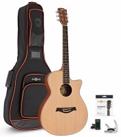 Gitara Gear4music Deluxe Cutaway Folk Guitar Pack Ovangkol 
