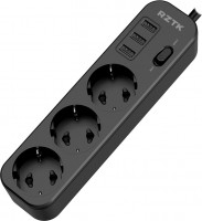 Фото - Мережевий фільтр / подовжувач RZTK Power Strip 3+3 USB-A 