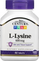 Zdjęcia - Aminokwasy 21st Century L-Lysine HCL 600 mg 90 tab 