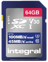 Карта пам'яті Integral High Speed SDXC V30 UHS-I U3 100MB/s 64Gb 