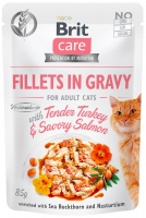 Фото - Корм для кішок Brit Care Fillets in Gravy Tender Turkey/Savory Salmon 85 g 