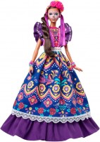Lalka Barbie Dia De Muertos Doll In Ruffled Dress And Calavera Face Paint HBY09 