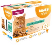 Zdjęcia - Karma dla kotów IAMS Delights Senior Land&Sea Collection in Gravy  48 pcs