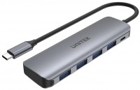 Czytnik kart pamięci / hub USB Unitek uHUB P5+ 4 Ports Powered USB-C Hub 