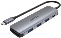 Czytnik kart pamięci / hub USB Unitek uHUB P5+ 6-in-1 USB-C Hub with 100W Power Delivery and Dual Card Reader 