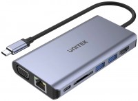 Czytnik kart pamięci / hub USB Unitek uHUB O8+ 8-in-1 USB-C Ethernet Hub with Dual Monitor, 100W Power Delivery and Card Reader 