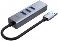 Czytnik kart pamięci / hub USB Unitek uHUB Q4+ 4-in-1 USB-A Ethernet Hub 