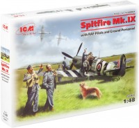 Model do sklejania (modelarstwo) ICM Spitfire Mk.IX with RAF Pilots and Ground Personnel (1:48) 