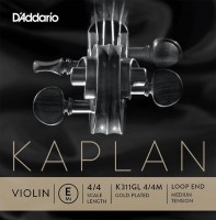 Struny DAddario Kaplan Gold-Plated Violin E String Loop End Medium 