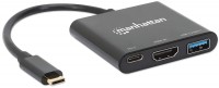 Кардридер / USB-хаб MANHATTAN USB-C to HDMI 3-in-1 Docking Converter with Power Delivery 