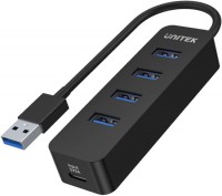 Фото - Кардридер / USB-хаб Unitek uHUB Q4 4 Ports Powered USB 3.0 Hub with USB-C Power Port 