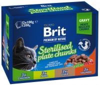 Фото - Корм для кішок Brit Premium Pouch Sterilised Plate Chunks 12 pcs 