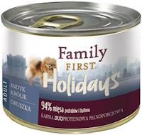 Karm dla psów Family First Canned Adult Turkey/Rabbit/Pear 200 g 1 szt.