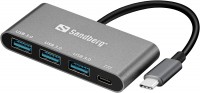 Кардридер / USB-хаб Sandberg USB-C to 3xUSB 3.0 Hub + PD 