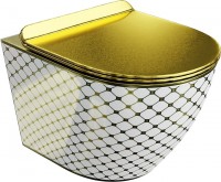 Miska i kompakt WC Lavita Sofi Slim Checked Gold 