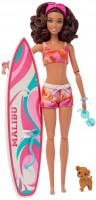 Lalka Barbie Beach Doll Surfboard And Puppy HPL69 