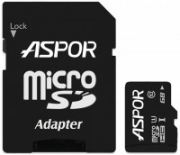 Фото - Карта пам'яті Aspor MicroSDHC UHS-I Class 10 + SD adapter 64 ГБ