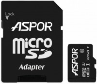 Zdjęcia - Karta pamięci Aspor MicroSDHC UHS-III Class 10 + SD adapter 64 GB