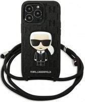 Zdjęcia - Etui Karl Lagerfeld Leather Monogram Patch and Cord Iconik for iPhone 13 Pro 