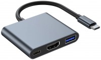 Кардридер / USB-хаб Alogy HUB 3in1 USB C to HDMI + USB-A + USB-C 4K 60Hz 