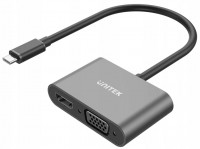 Zdjęcia - Czytnik kart pamięci / hub USB Unitek USB-C to HDMI and VGA Adapter 