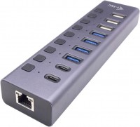 Кардридер / USB-хаб i-Tec USB-A/USB-C Charging HUB 9port with LAN + Power Adapter 60 W 