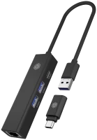 Кардридер / USB-хаб Icy Box IB-HUB1439-LAN 