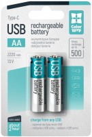 Фото - Акумулятор / батарейка ColorWay 2xAA 2220 mAh USB Type-C 