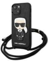 Etui Karl Lagerfeld Leather Monogram Patch and Cord Iconic for iPhone 13 mini 