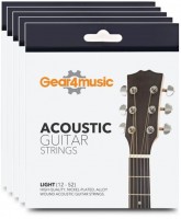 Struny Gear4music 5 Pack of Acoustic Guitar Strings 80/20 Light 