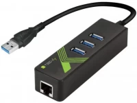 Фото - Кардридер / USB-хаб TECHLY USB3.0 Gigabit Ethernet Adapter Converter with 3-Port Hub 