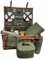 Фото - Набір для пікніка Red Hamper Rope Handled Green Tweed 6 Person Fitted Picnic Basket 